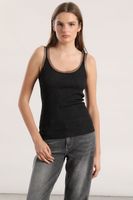 Top tejido punto metalizado mujer Liola negro