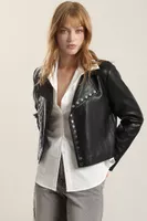 Chaqueta biker efecto cuero, negro Liola