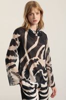 Blusa Estampada Semitransparente, Negro Liola