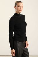 Jersey punto, rivete metalizado, negro Liola