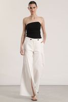 Pantalón ancho lino abertura liola mujer crudo