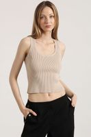 Polera tejida punto liola mujer beige
