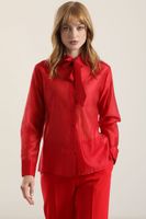 Blusa Semitrasparente Con Lazo, Rojo Liola