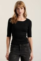 Top basico hilo metalizado, negro Liola