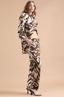 Pantalon Sastre, Con Lino, Animal Print, Cafe Liola