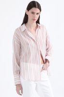 Camisa Listada Fantasia Hilo Metalizado, Naranjo Liola