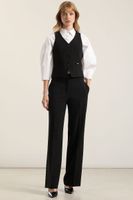 Pantalón recto, tiro alto, negro Liola