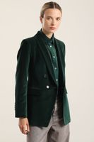Blazer entallado, cuello smoking, terciopelo verde Liola