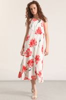 Vestido midi lino estampado Liola mujerrojo