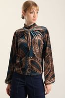 Top velvet estampado, azul Liola