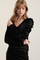 Jersey punto semitrasparente, volados, negro Liola