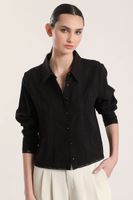 Camisa con cinta liola mujer negro