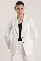 Blazer clásico entallado lino Liola mujer crudo