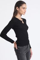 Sweater Tejido Punto Con Hilo Metalizado, Negro Liola
