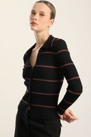 Cardigan punto retro, hilo metalizado, negro Liola