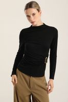 Top Herraje Metal, Con Drapeado, Negro Liola