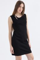 Vestido Asimetrico, Aplicación Argolla, Negro Liola