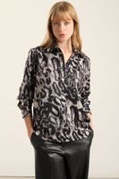 Blusa Satin Estampado, Negro Liola