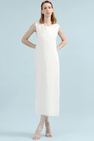 Vestido Midi Lino Lyocell, Cruce Espalda, Crudo Liola