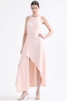 Vestido Maxi, Rucha Asimetrica, Rosa Liola