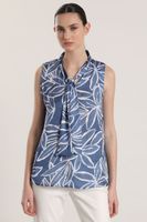 Blusa satin estampada con lazo liola mujer azul