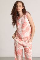 Top lino estampado Liola mujer naranjo