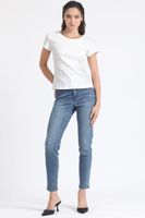 Jeans Skinny Tiro Medio, Doble Pretina, Azul Liola