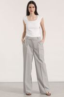 Pantalón ancho con pinza liola mujer gris