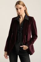 Blazer entallado, cuello smoking, terciopelo ciruela Liola