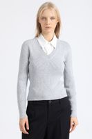 Sweater Basico Tejido Punto, Gris Liola