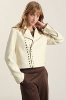 Chaqueta biker efecto cuero, beige Liola
