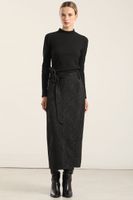 Falda Midi Animal Print, Negro Liola