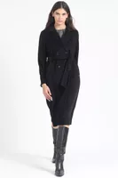 Abrigo Largo Sin Forro, Muflon Melange, Negro Liola