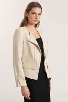 Chaqueta biker lino Liola mujer beige