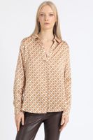 Blusa Satin Estampado Geo, Naranjo Liola
