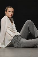 Jeans straight strass, gris Liola