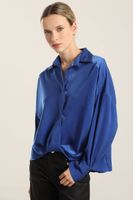 Blusa Satin Nudo, Azulino Liola