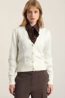 Cardigan Punto Aplicacion Encaje, Crudo Liola