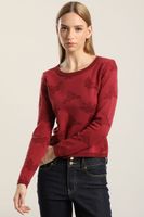 Jersey punto jacquard flores, burdeo Liola