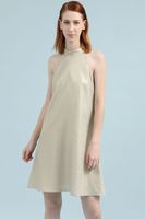 Vestido Midi Con Lino Folia, Beige Liola