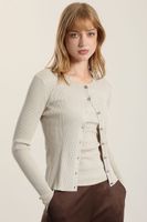 Cardigan punto hilo metalizado, crudo Liola