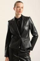 Blazer entallado, efecto cuero, negro Liola