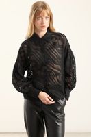 Blusa Fantasia Cebra Semitransparente, Negro Liola