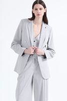 Blazer Entallado Listado Lurex Gris Liola