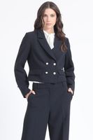 Chaqueta Crop Cruzada, Negro Liola