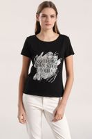 Polera spandex estampado mujer Liola negro