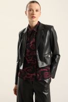 Chaqueta cropped, pespuntes, negro Liola