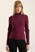 Jersey punto, rivete metalizado, ciruela Liola