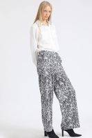 Pantalon Ancho, Tiro Alto, Estampado Piton, Beige Liola