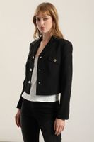 Chaqueta cropped, tapetas fantasia, negro Liola
